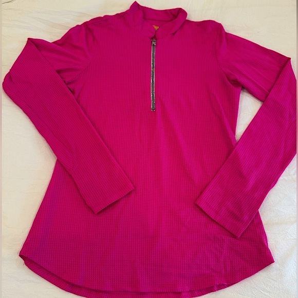 Pheel Tops - Pink half-zip performance long sleeve top